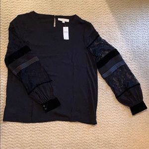 Loft, black, fancy-sleeved, blouse, sz M
